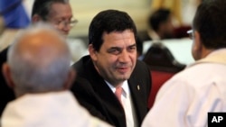 FILE - Paraguayan Vice President Hugo Velazquez Moreno is shown at the Catedral de Nuestra Senora in Asuncion, Paraguay, on Aug. 15, 2018. Velazquez said on, Aug. 12, 2022, that he will resign amidst his alleged involvement in a bribery scheme.