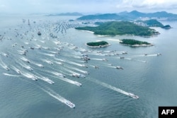 2022年8月16日，廣東省陽江市的漁船在捕魚季第一天出海。