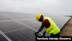 FILE: Representative illustration of large solar panel installation. Taken 7.5.2022 Badagry, Lagos, Nigeria