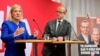 Sweden's Prime Minister and Social Democrats Party leader Magdalena Andersson and Finance Minister Mikael Damberg present the party's election manifesto at a press conference in Stockholm, Aug. 25, 2022. 