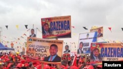 Supporters of Angola's President and leader of the MPLA Joao Lourenco attend thier party's final rally in Camama, in Angola, August 2022. 