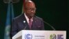 Le président gabonais Ali Bongo Ondimba présente sa déclaration nationale dans le cadre du Sommet mondial des dirigeants de la COP26 Conférence des Nations Unies sur les changements climatiques à Glasgow, en Écosse, le 1er novembre 2021.