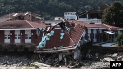 A heavily damaged health center in Mouzaki, central Greece, after the floods caused by the Mediterranean hurricane (Medicane) Ianos.