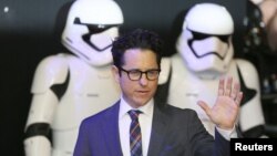 FILE - Director JJ Abrams arrives at the European Premiere of Star Wars, The Force Awakens in Leicester Square, London, Dec.16, 2015. 