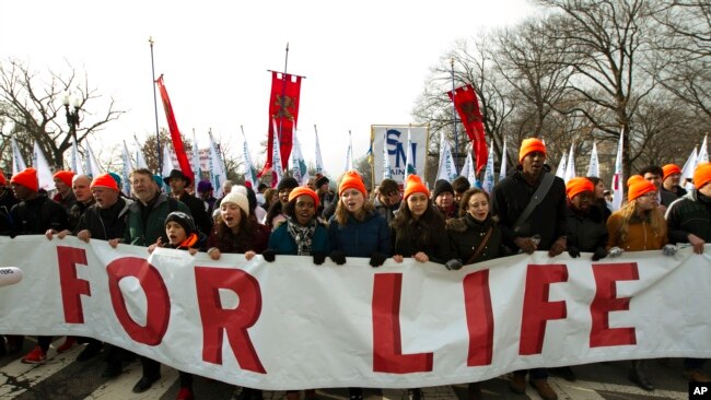 反堕胎人士游行走向美国最高法院。(2019年1月18日)
