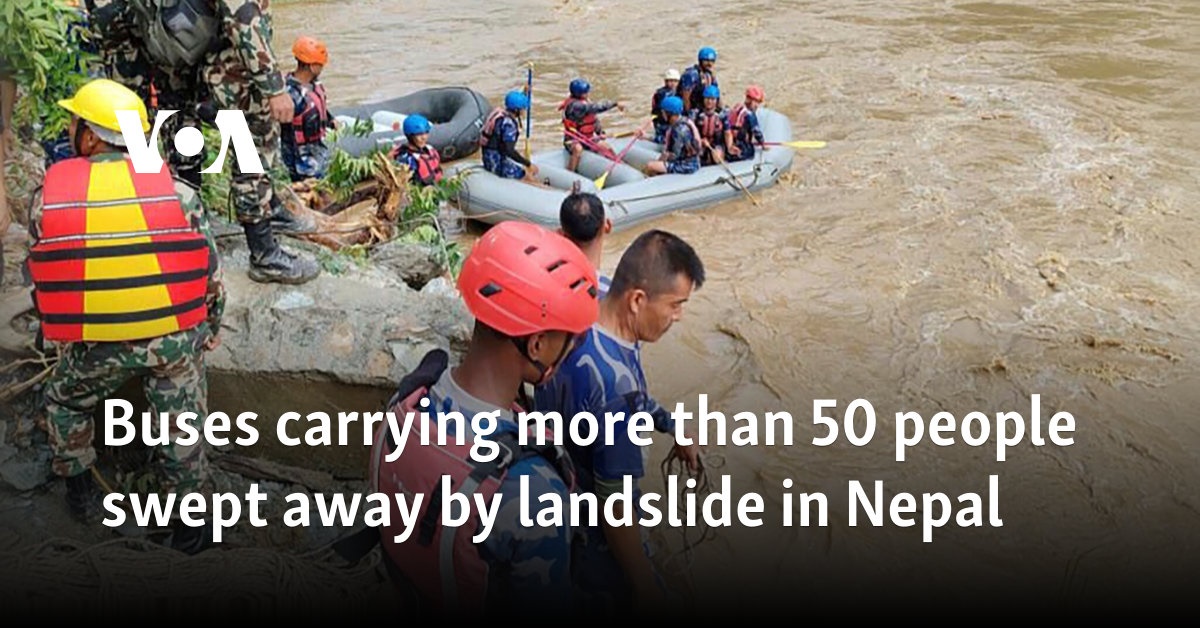 Buses carrying more than 50 people swept away by landslide in Nepal