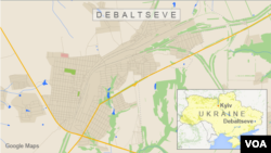 Bajarê Debaltseve li ser nexşeyê. 