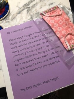 Masker buatan DMV Muslim Mask Project yang disumbangkan ke fasilitas medis di sekitar Washington DC. (Foto courtesy: DMV Muslim Mask Project)