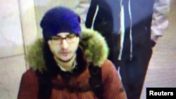 FILE - A still image of suspect Akbarzhon Dzhalilov walking at St Petersburg's metro station is shown in this police handout photo obtained by 5th Channel Russia, April 4, 2017.