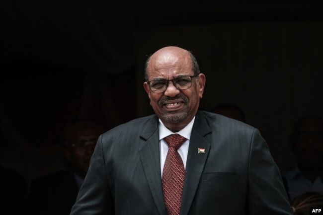 FILE - Sudan's President Omar al-Bashir prepares make a speech opening the Djibouti International Free Trade Zone in Djibouti on July 5, 2018.