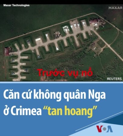 Căn cứ không quân Nga ở Crimea bị hủy hoại nặng nề