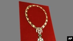 FILE - The great necklace of France's National Order of the Legion of Honor.
