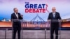 FILE - Australian incumbent Prime Minister Scott Morrison (right) and Opposition Leader Anthony Albanese debate on live television ahead of the 2022 federal election, in Sydney, Australia, May 8, 2022. 