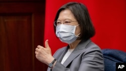 Presiden taiwan Tsai Ing-wen di kantor Presiden di Taipei, Taiwan, Senin, 22 Agustus 2022. (Foto: via AP)