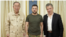 El exsecretario general de las Naciones Unidas, Ban Ki-Moon (Izq.), el expresidente de Colombia y Premio Nobel de Paz, Juan Manuel Santos (Der.) y el presidente Volidimir Zelensky. (Centro) [Foto: Instagram Juan Manuel Santos]