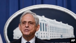 Procurador Geral. da República dos EUA, Merrick Garland, fala no Ministério da Justiça, Washington, 11 Agosto 2022