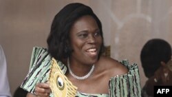 L'ancienne Première Dame de Côte d'Ivoire Simone Ehivet Gbagbo, présidente du Mouvement des Générations Capables ("Mouvement des Générations Capables", MGC), lors de l'assemblée générale extraordinaire de son parti politique à Abidjan le 20 août 2022. (Ph