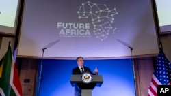 Secretary of State Antony Blinken gives a speech on the U.S. Africa Strategy at the University of Pretoria's Future Africa Campus in Pretoria, South Africa, Aug. 8, 2022.