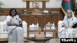 বাংলাদেশের প্রধানমন্ত্রী শেখ হাসিনা ও বিশ্বব্যাংকের বিদায়ী কান্ট্রি ডিরেক্টর মার্সি মিয়াং টেম্বন