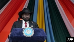 FILE: South Sudan's President Salva Kiir makes a speech at the Dr. John Garang Mausoleum in Juba on August 30, 2022. 