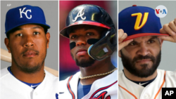 Salvador Pérez, Ronald Acuña Jr. y José Altuve son peloteros estelares que Venezuela puede sumar a su selección. Composición de fotos. AP