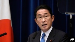 Japan's Prime Minister Fumio Kishida speaks during a news conference at the prime minister's official residence in Tokyo, Aug. 31, 2022. 
