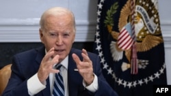 U.S. President Joe Biden speaks during a meeting on progress to counter the flow of fentanyl into the U.S., in the Roosevelt Room of the White House in Washington on Nov. 21, 2023.