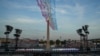 Alpha Jets from the Patrouille de France fly over the Place de la Concorde during the Opening Ceremony for the 2024 Paralympics on Aug. 28, 2024, in Paris, France.