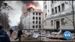 Kharkiv Police Building Engulfed in Flames after Russian Missile Strike
