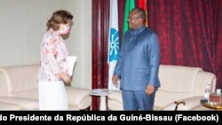 European Union ambassador, Sonia Neto, and, the President of Guinea Bissau, Umaro Sissoco Embalo, Bissau, Fev. 25, 2022