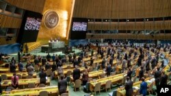 ARHIVA - Delegacije drže minut šutnje na vanrednoj sjednici Generalne skupštine UN u New Yorku, 28. februara 2022.