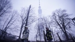 A view shows an affected area following an attack by Russian forces on a television tower in Kyiv, March 1, 2022. (Ukrainian State Emergency Service/Handout via Reuters)