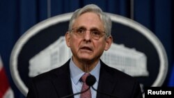 Jaksa Agung AS Merrick Garland di Departemen Kehakiman AS, Washington, DC, 22 Februari 2022. (Nicholas Kamm/Pool melalui REUTERS)