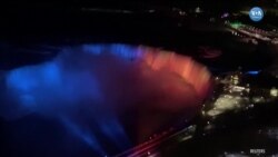 Niagara Şelalesi Ukrayna Bayrağı Renkleriyle Aydınlandı