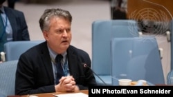 세르히 키슬리차 유엔 주재 우크라이나 대사가 안전보장이사회에서 발언하고 있다. (자료사진)