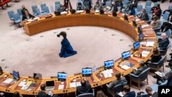 Sergiy Kyslytsya, permanent representative of Ukraine to the United Nations, speaks during a meeting of the Security Council, at United Nations headquarters, Feb. 28, 2022.