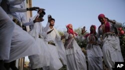 Female traditional dancers perform at a cultural center in Hargeisa, Somaliland, a semi-autonomous breakaway region of Somalia, Feb. 9, 2022.