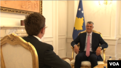 Kosovo's president, Hashim Thaci, gives an exclusive interview to VOA's Albanian service, April, 15, 2016.