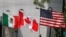 美国、加拿大、墨西哥的国旗 