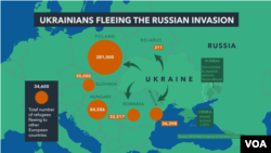 Map: Ukrainians flee to other European countries after Russian invasion.
