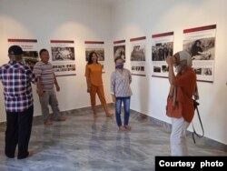 Visitors to the Holocaust Museum in Minahasa, North Sulawesi, visit the newly inaugurated museum in January 2022. (Photo: Courtesy of Yaakov Baruch)