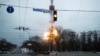 A blast is seen in the TV tower amid Russia's invasion of Ukraine, in Kyiv, March 1, 2022. 