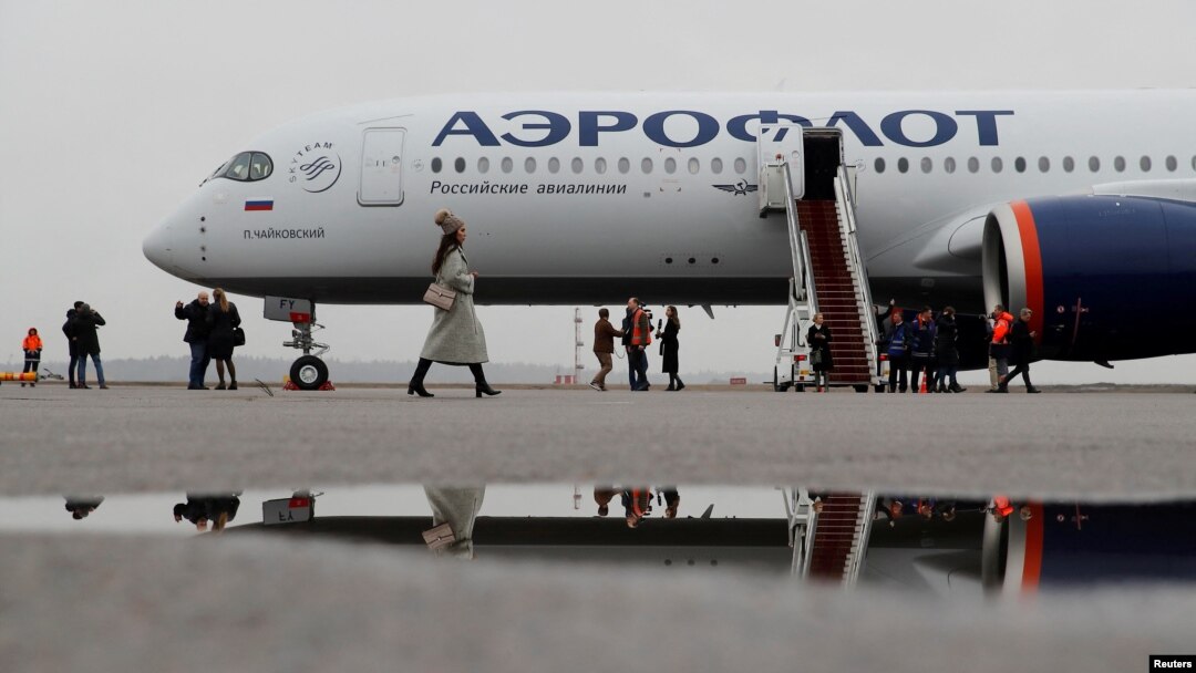 Foto Achiv: Premye Airbus A350-900 konpayi ayeryen La Risi a Aeroflot, nan Moskou, 4 Mas 2020.