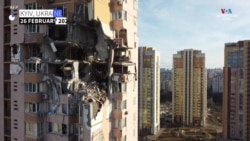 Կիևում վնասված բնակելի բազմահարկանի շենքը հրթիռակոծվելուց հետո