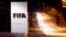 FILE - A long exposure shows FIFA's logo near its headquarters in Zurich, Switzerland, Feb. 27, 2022. 