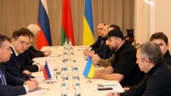 Russian and Ukrainian officials take part in the talks in the Gomel region, Belarus February 28, 2022.