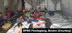 Tempat pengungsian di Pandeglang. (Foto: BPBD Pandeglang, Banten)