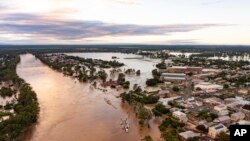 Banjir di kawasan Maryborough, Australia, Senin, 28 Februari 2022. (Layanan Kebakaran dan Darurat Queensland via AP)