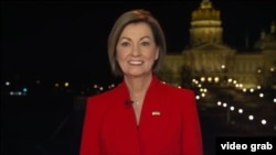 Iowa Governor Kim Reynolds delivers the Republican rebuttal to President Joe Biden's State of the Union address, March 1, 2022 in Des Moines, Iowa.