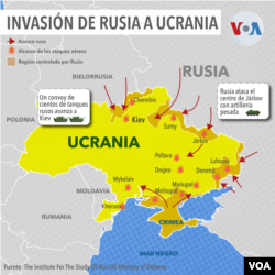 Mapa de cómo se produce la invasión a Ucrania